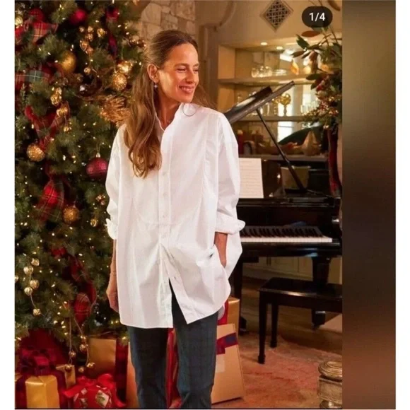 Frank & Eileen Victoria Large Oversized Tuxedo Button Up Shirt - Picture 2 of 5